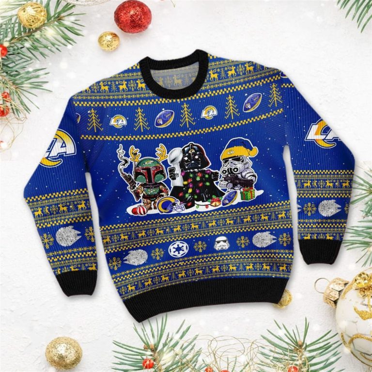 Los Angeles Rams Star Wars Christmas Ugly Sweater Darth Vader Boba Fett Stormtrooper