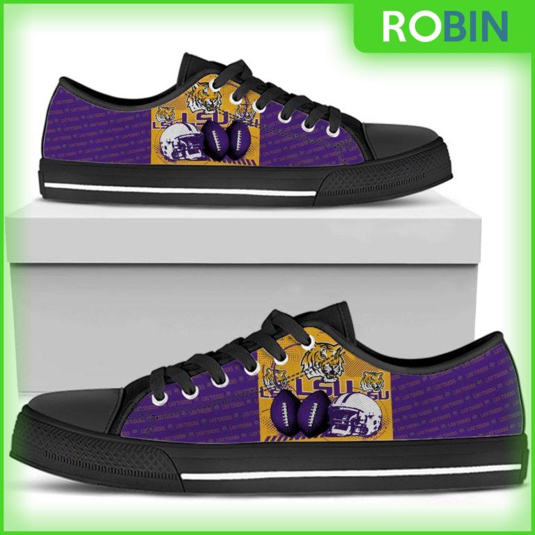 LSU Tigers NCAA Football Helmet Low Top Canvas Shoes
