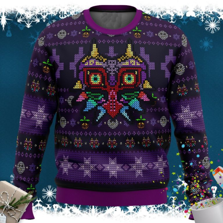 Majoras Mask Seamless Pattern Legend of Zelda Ugly Christmas Sweater