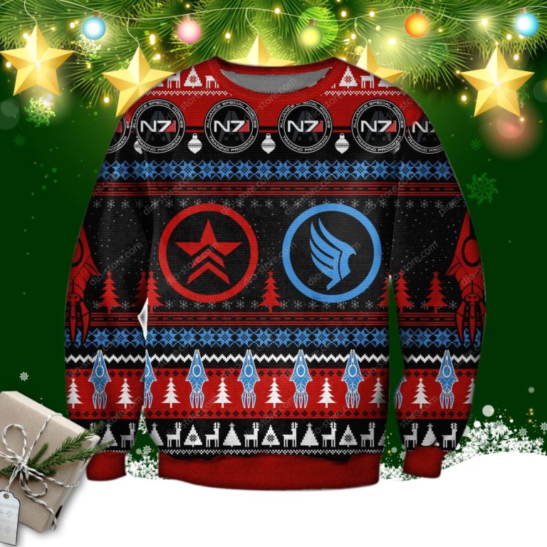 Mass Effect 3d Print Ugly Christmas Sweatshirt