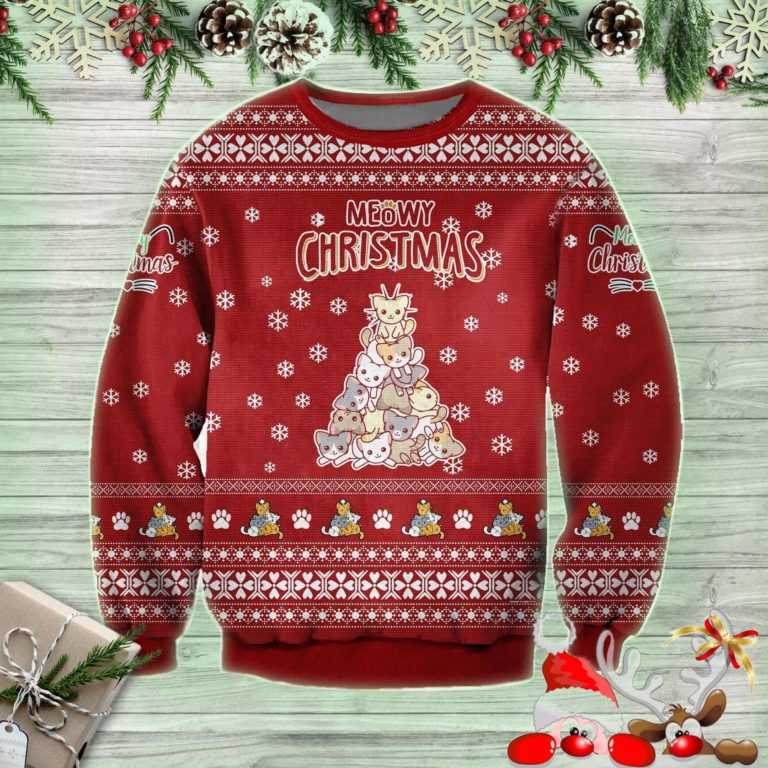 Meowy Christmas Ugly Sweatshirt, Sweater