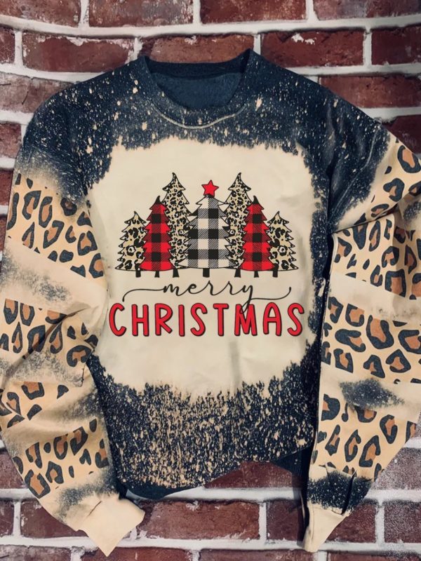 Merry Christmas Tree Leopard All Over Print Sweatshirt