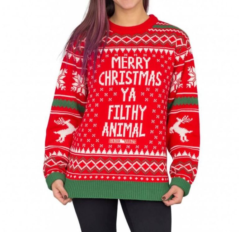 Merry Christmas Ya Filthy Animal Snowflake And Reindeer Ugly Christmas Sweater