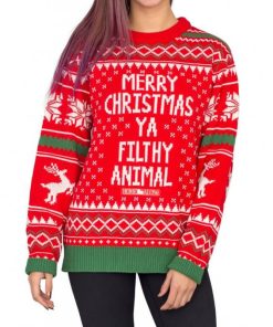 Merry Christmas Ya Filthy Animal Snowflake And Reindeer Ugly Christmas Sweater