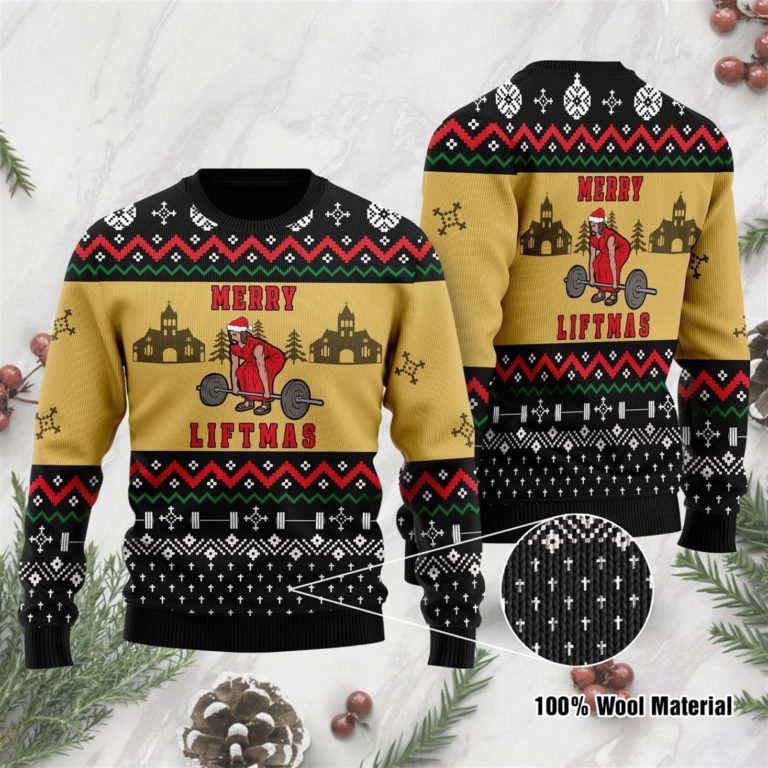Merry Liftmas Jesus Funny Ugly Sweater For Jesus And Weightlifting Lovers On Christmas Days
