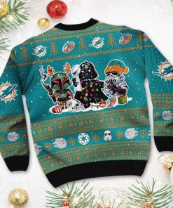 Miami Dolphins Star Wars Christmas Ugly Sweater Darth Vader Boba Fett Stormtrooper Miami Dolphins Star Wars Christmas Ugly Sweater Darth Vader Boba Fett Stormtrooper