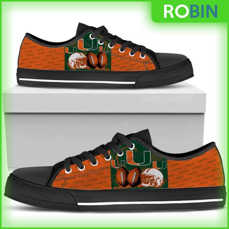 Miami Hurricanes Football Helmet Canvas Low Top Shoes