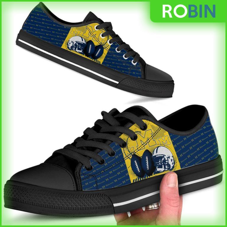 Michigan Wolverines NCAA Football Canvas Low Top Shoes