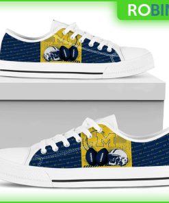 Michigan Wolverines NCAA Football Canvas Low Top Shoes Michigan Wolverines NCAA Football Canvas Low Top Shoes