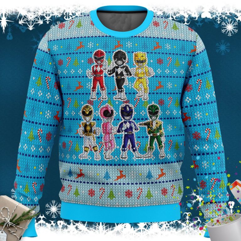 Mighty Morphin Chibis Power Rangers Ugly Christmas Sweater