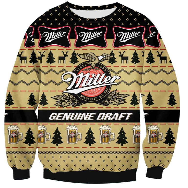 Miller Genuine Draft Print Ugly Christmas Sweatshirt