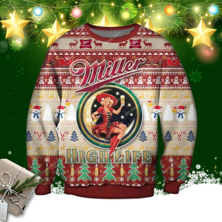 Miller High Life Beer Ugly Christmas Sweater