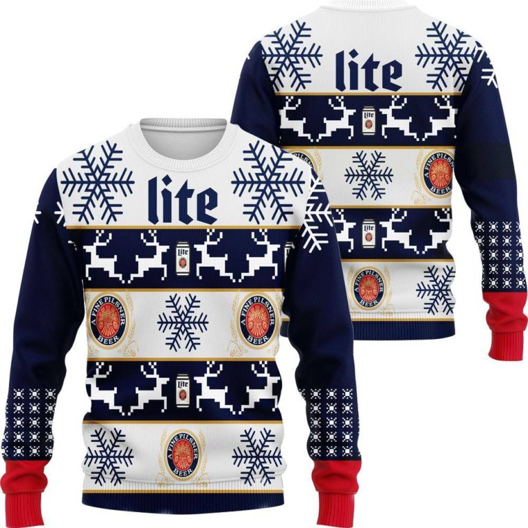 Miller Lite 3D Printed Ugly Christmas Sweatshirt