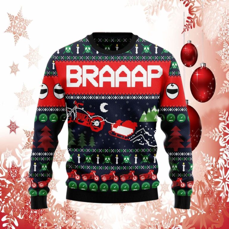 Motorbike Braaap Ugly Christmas Sweater