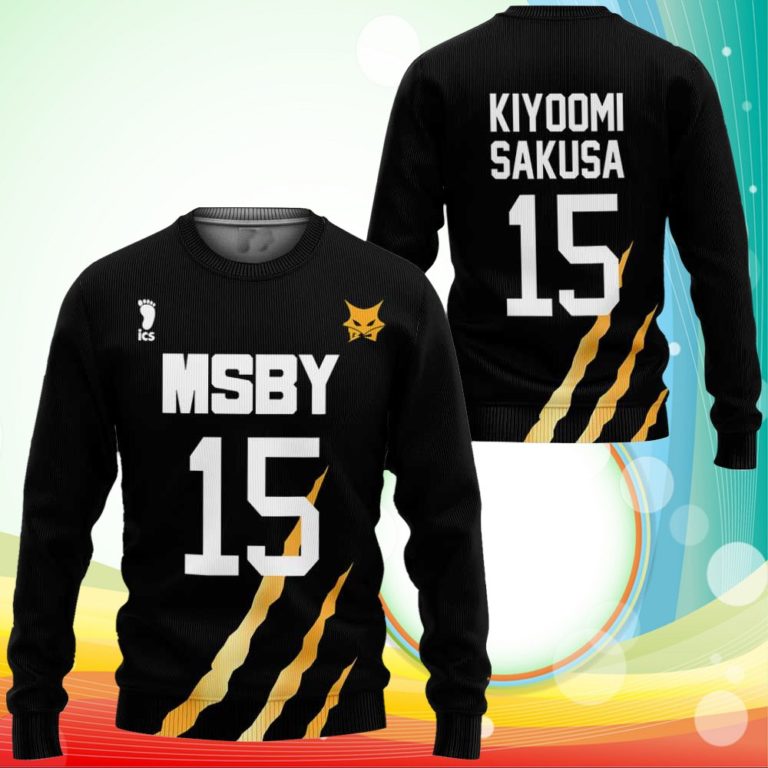 MSBY Kiyoomi Sakusa Sweatshirt Uniform Number 15 Haikyuu Anime 3D Printed Sweaters