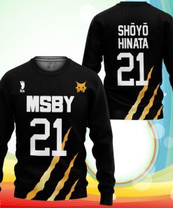 MSBY Shoyo Hinata Sweatshirt Uniform Number 21 Haikyuu Anime 3D Printed Sweaters