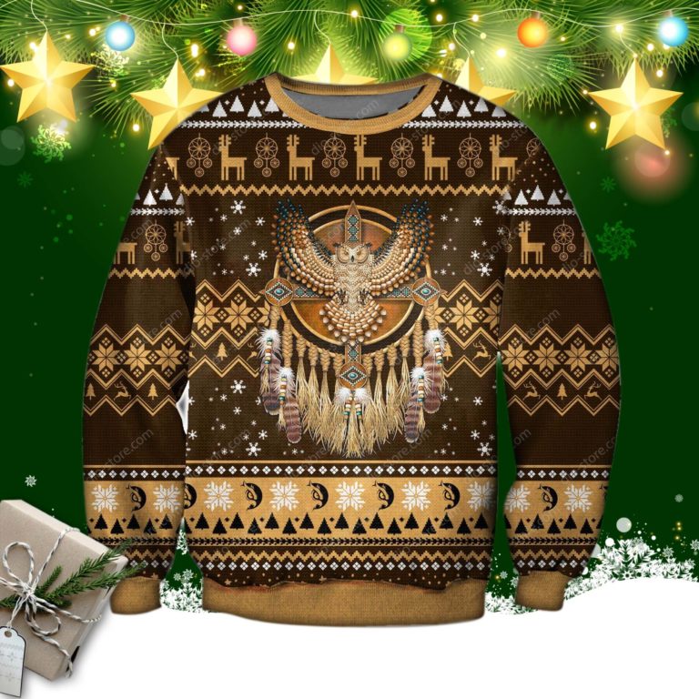 Native American Owl Ugly Christmas Sweater