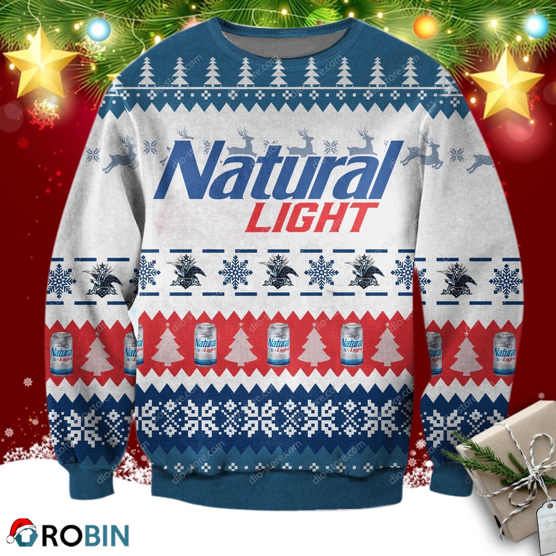 Natural Light Knitting Pattern Ugly Christmas Sweater, Sweatshirt