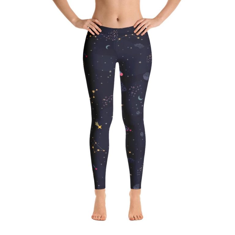 Navy Galaxy Star Leggings, High Waisted Tights