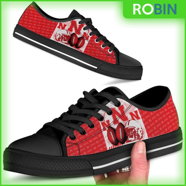 Nebraska Cornhuskers NCAA Football Helmet Low Top Canvas Shoes