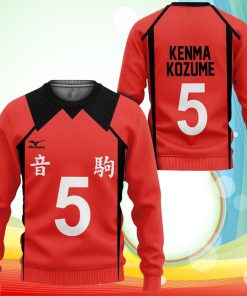 Nekoma Kenma Kozume Sweatshirt Uniform Num 5 Haikyuu Anime 3D Printed Sweater