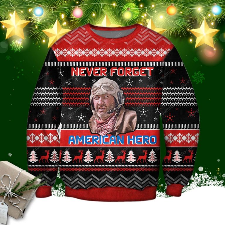 Never Forget American Hero 3d Print Ugly Christmas Sweater