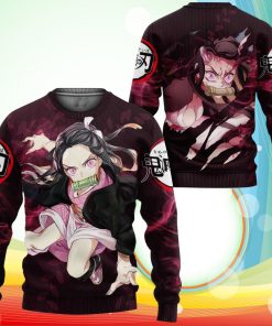 Nezuko Sweatshirt Fighting Demon Slayer Anime 3D Printed Sweaters