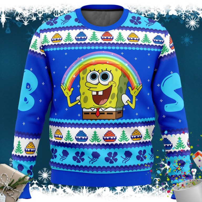 Nickelodeon Cartoons Rainbow SpongeBob Ugly Christmas Sweater