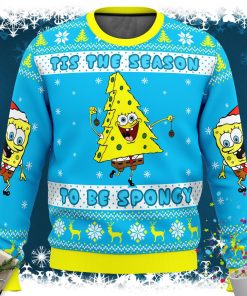 Nickelodeon Cartoons Tis The Season To be Spongy Ugly Christmas Sweater