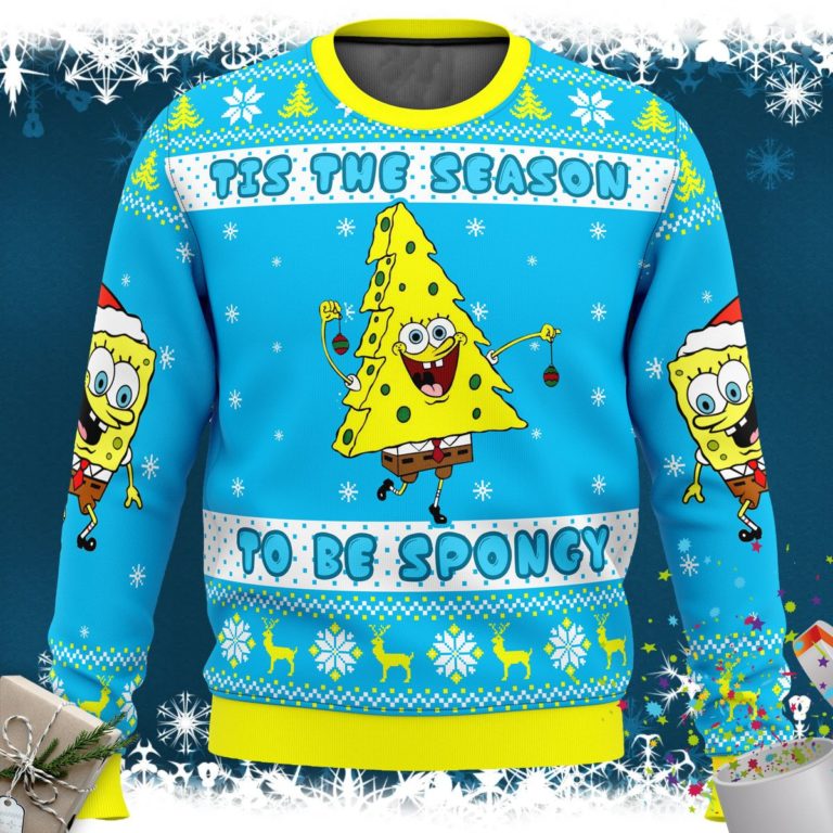 Nickelodeon Cartoons Tis The Season To be Spongy Ugly Christmas Sweater