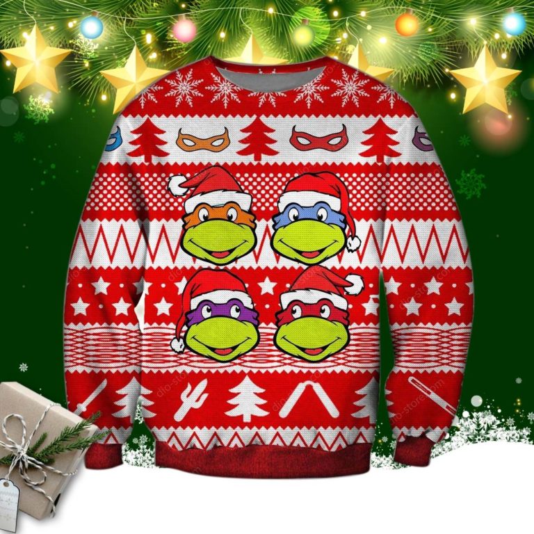 Ninja Turtles Knitting Pattern 3d Print Ugly Christmas Sweater