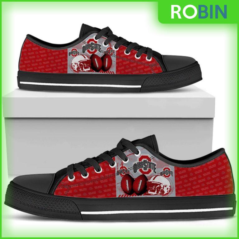Ohio State Buckeyes Football Helmet Low Top Canvas Shoes