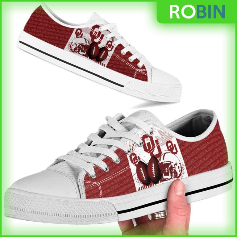 Oklahoma Sooners NCAA Football Canvas Low Top Shoes