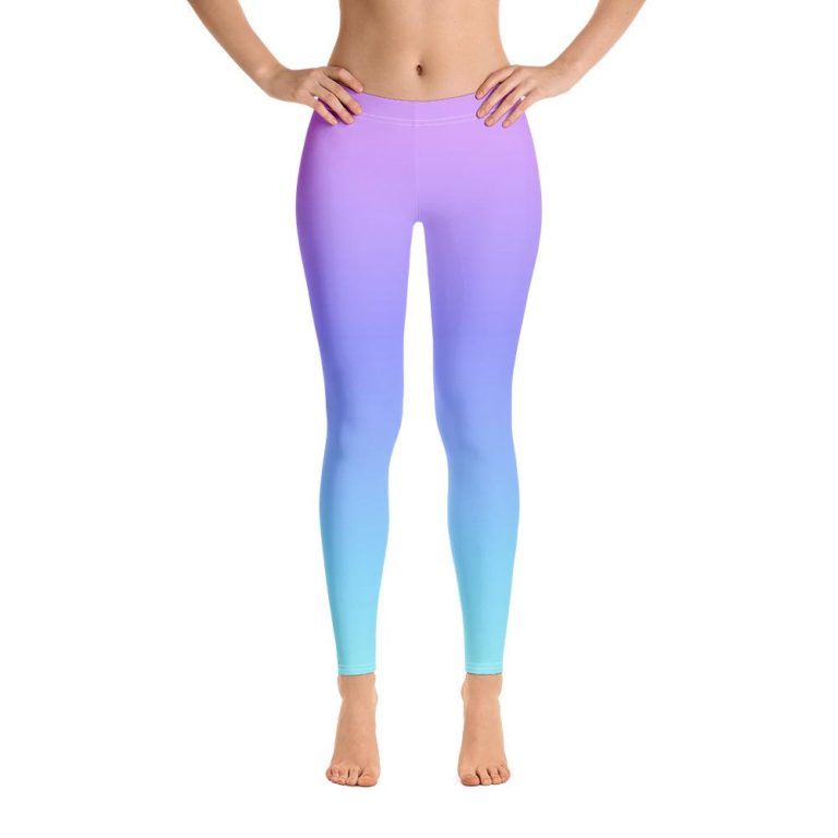 Ombre Violet Pink Blue Gradient High Waisted Leggings