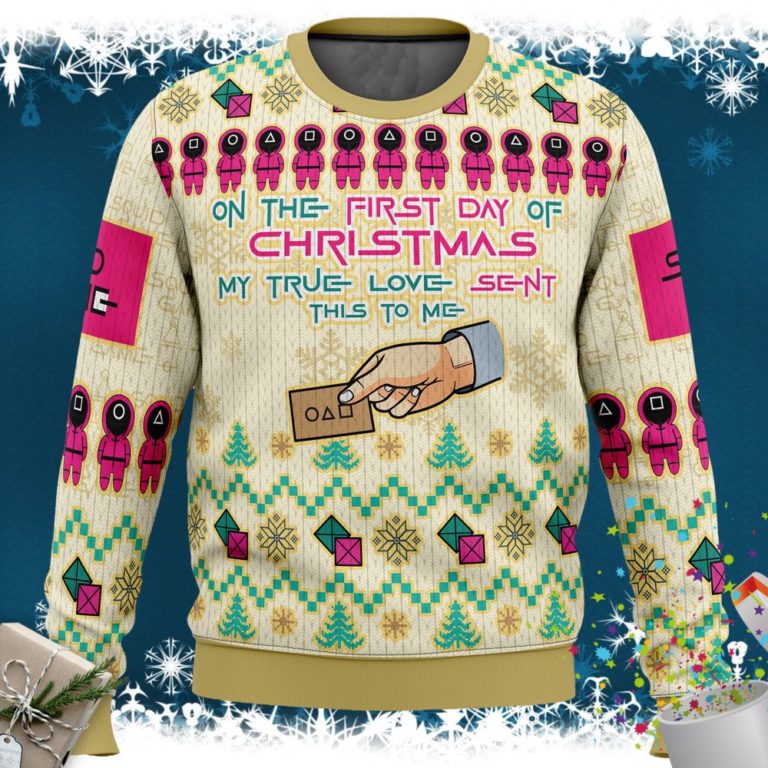 On the First Day of Christmas Squid Game Christmas Sweater