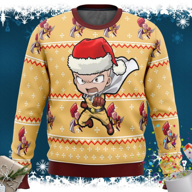 One Punch Chibi Saitama Ugly Christmas Sweater