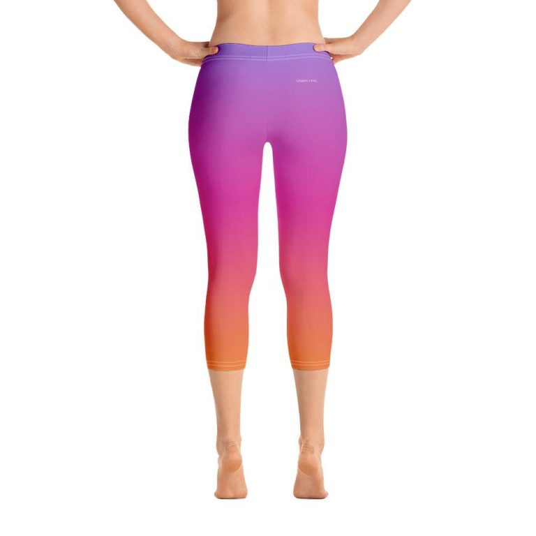 Orange Coral Pink Purple Gradient High Waisted Leggings