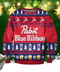 Pabst Blue Ribbon Beer Christmas Ugly Sweatshirt