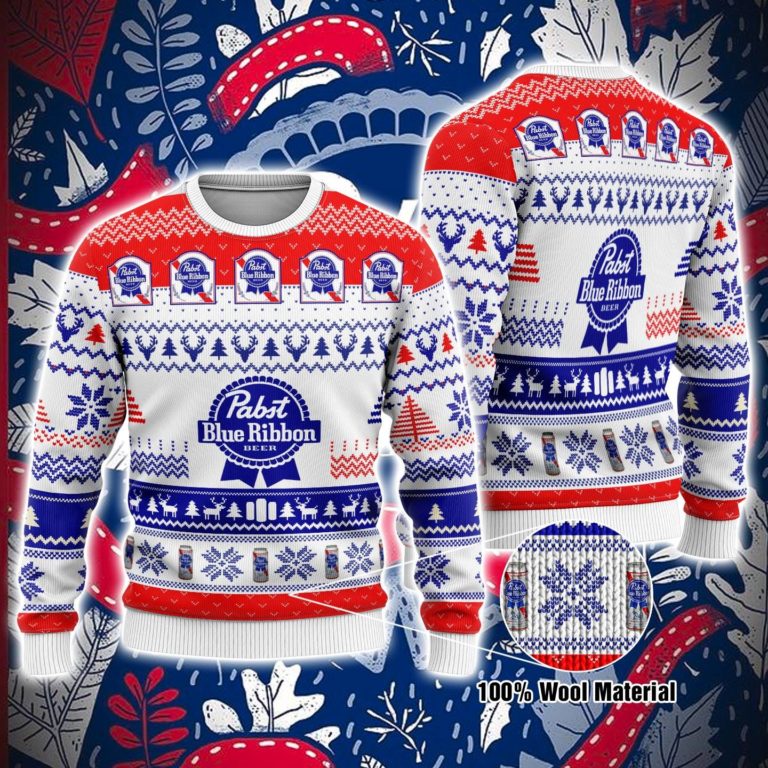 Pabst Blue Ribbon Beer Ugly Christmas Sweatshirt
