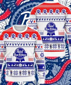 Pabst Blue Ribbon Beer Ugly Christmas Sweatshirt