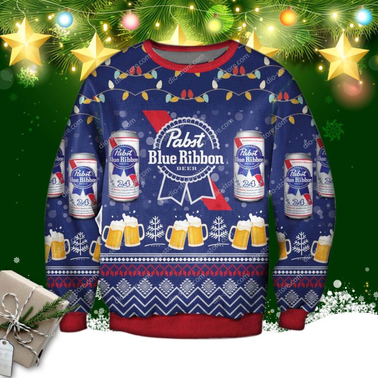 Pabst Blue Ribbon Beer Ugly Christmas Sweatshirt RBSW110