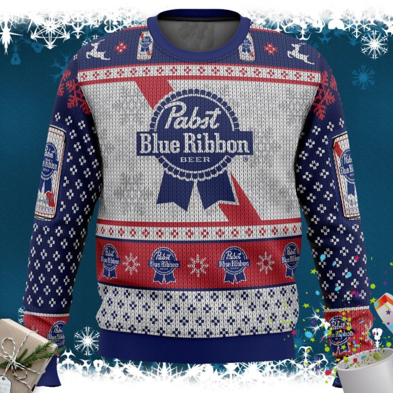 Pabst Blue Ribbon Ugly Christmas Sweater