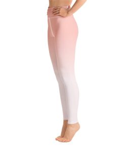 Pastel Pink White Gradient Women High Waisted Leggings Pastel Pink White Gradient Women High Waisted Leggings