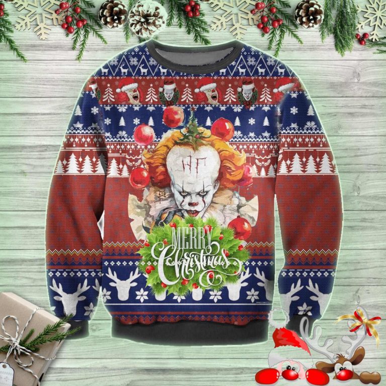 Pennywise It 3d All Over Printed Ugly Christmas Sweatshirt