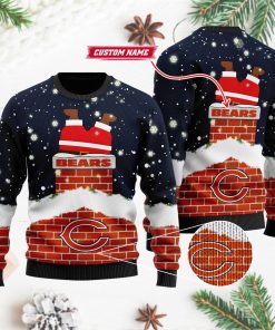 Personalized Chicago Bears NFL Football Santa Claus 3D Ugly Christmas Sweater