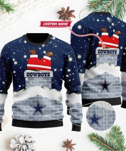 Personalized Dallas Cowboys NFL Football Santa Claus 3D Ugly Christmas Sweater