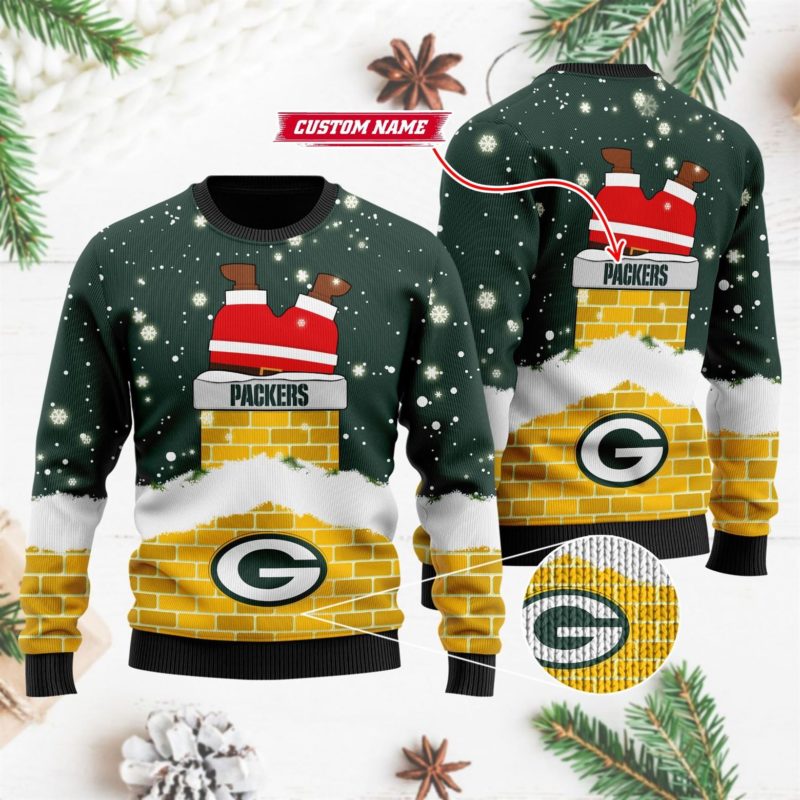 Personalized Green Bay Packers NFL Football Santa Claus 3D Ugly Christmas Sweater