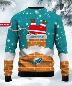 Personalized Miami Dolphins Football Santa Claus 3D Ugly Christmas Sweater