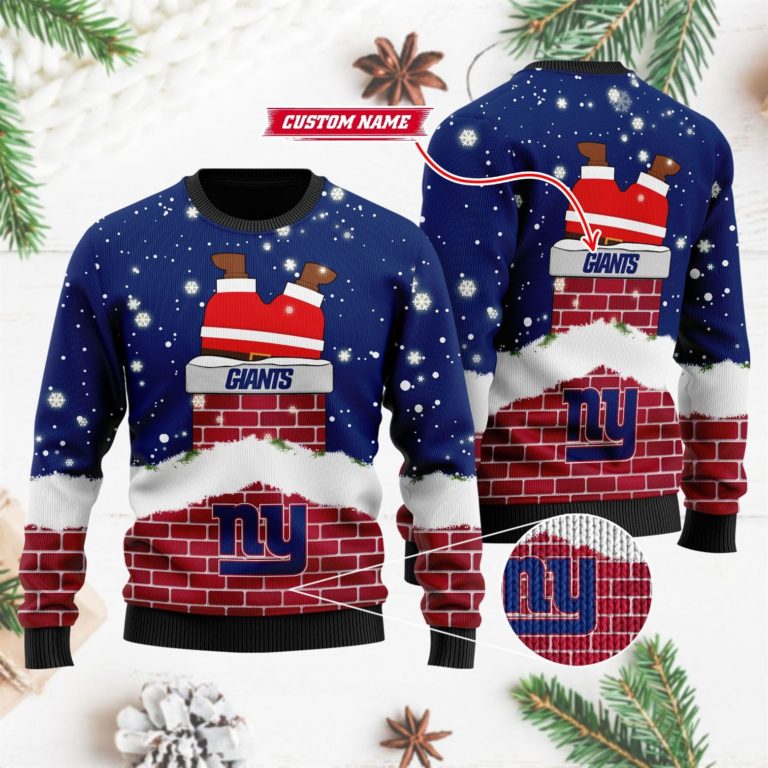 Personalized New York Giants NFL Football Santa Claus 3D Ugly Christmas Sweater