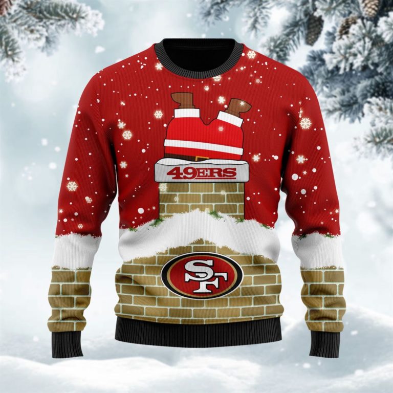 Personalized San Francisco 49ers Football Santa Claus 3D Ugly Christmas Sweater